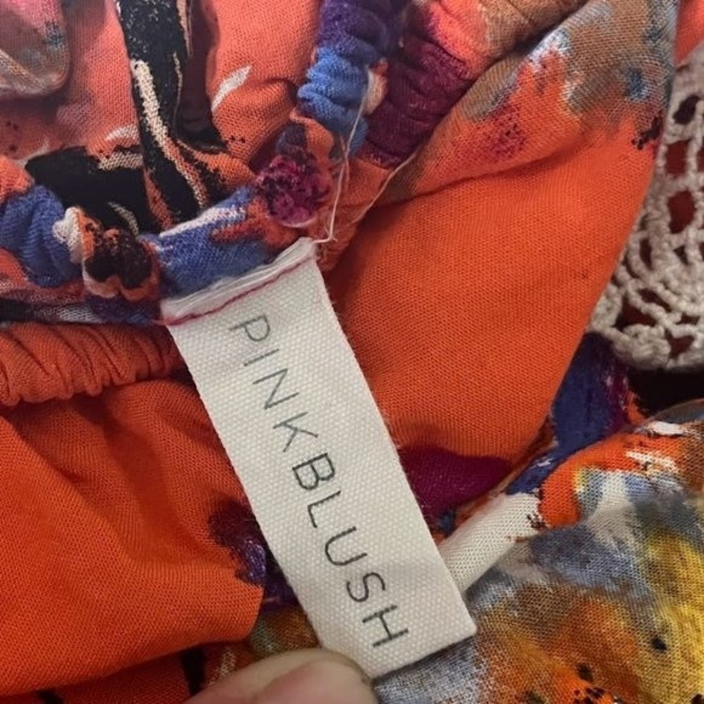 PinkBlush Orange Floral‎ Maxi Dress Size Small - Picture 5 of 6